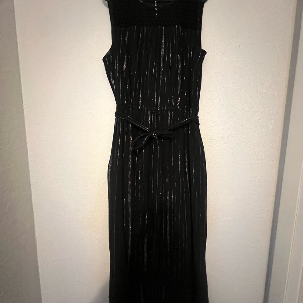 Lane Bryant Black Maxi Dress with Subtle Stripes